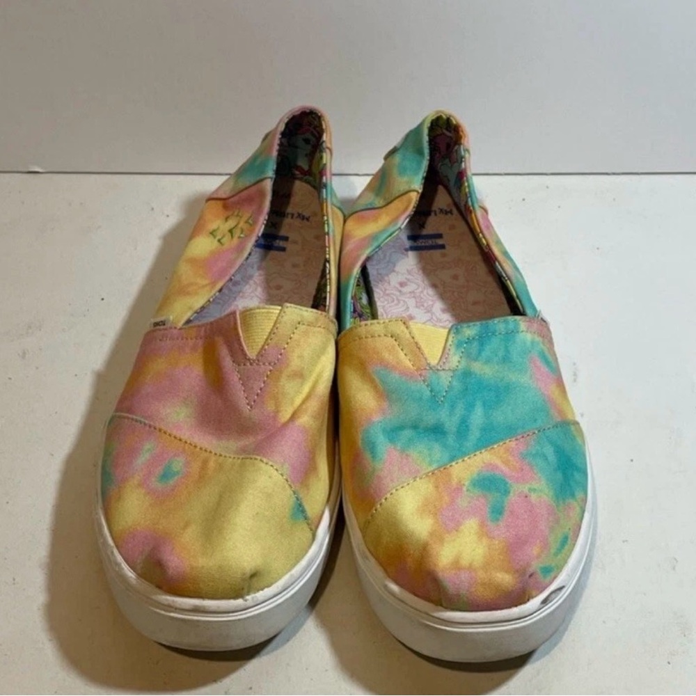 Toms x My Little Pony Shoes Womens Size 12 Limited Edition Rare Tie Dye Slip On
